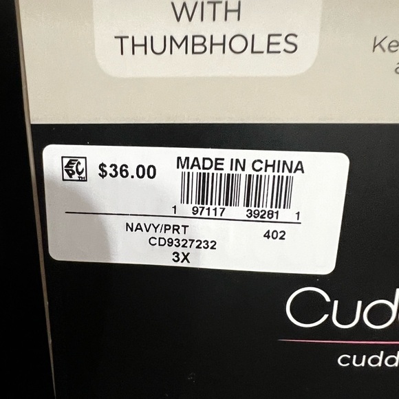 NWT-Cuddl Duds-Women’s Plus Size Thermal Top with Thumbholes - Picture 8 of 10